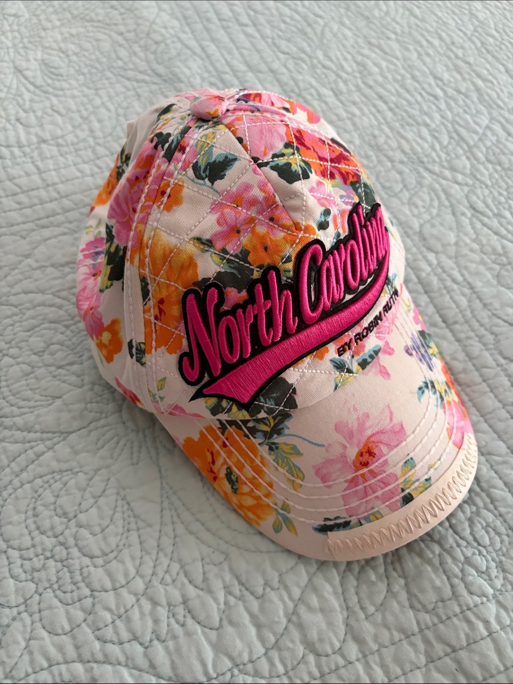 Robin Ruth Pink Floral North Carolina Baseball Cap